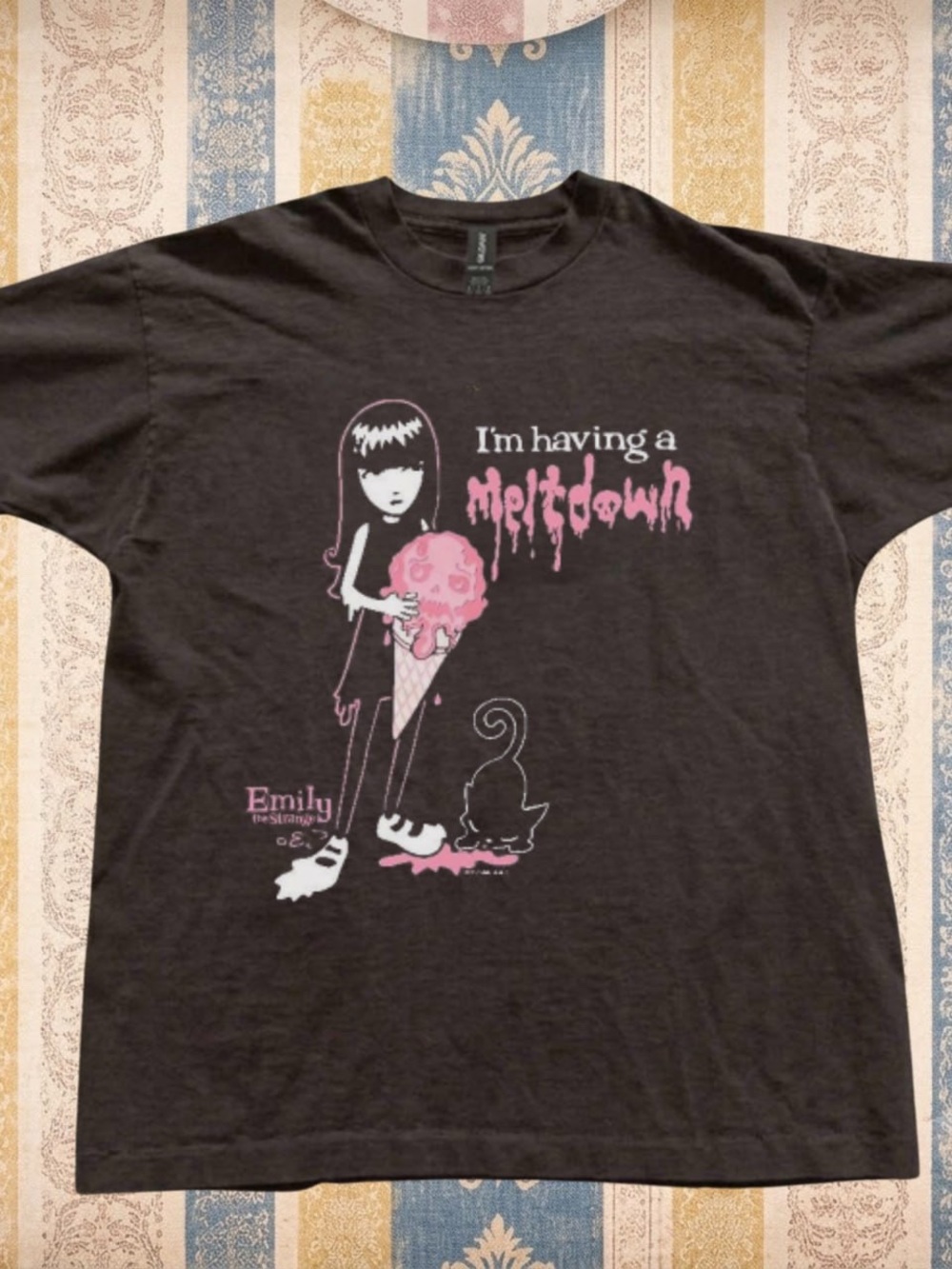 Gildan Black Short-Sleeve Tee with Pink 'I'm Having a Meltdown' Graphic